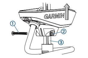 Trolling Motor Bolt, Nut and Cables Labeled with 1, 2, 3