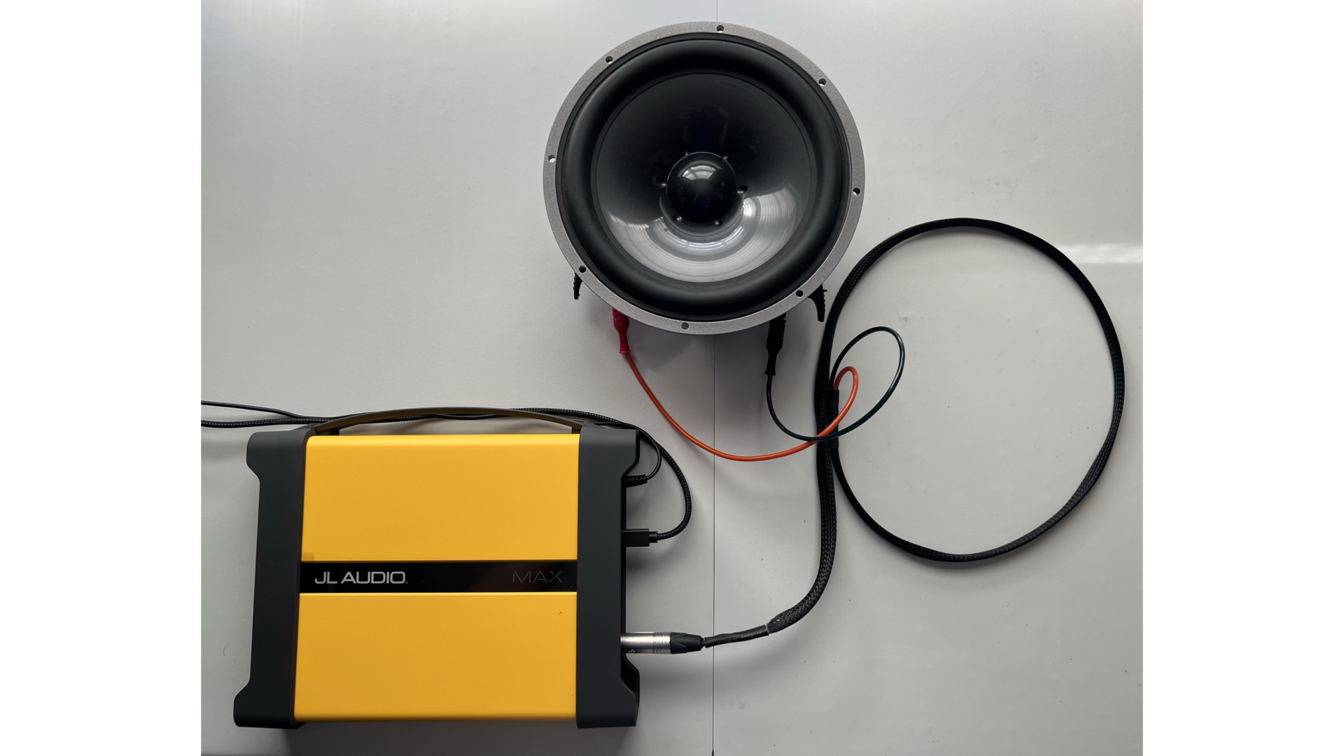 TRS probe connected to a speaker with alligator clips
