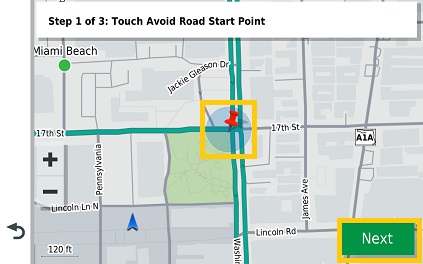 Vieo Avoid Road Start Point Select Next