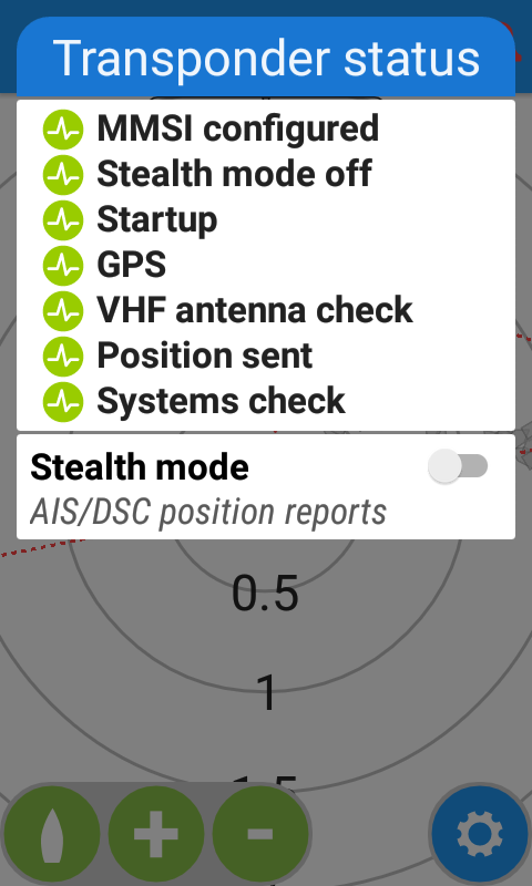Transponder Status system checks in app
