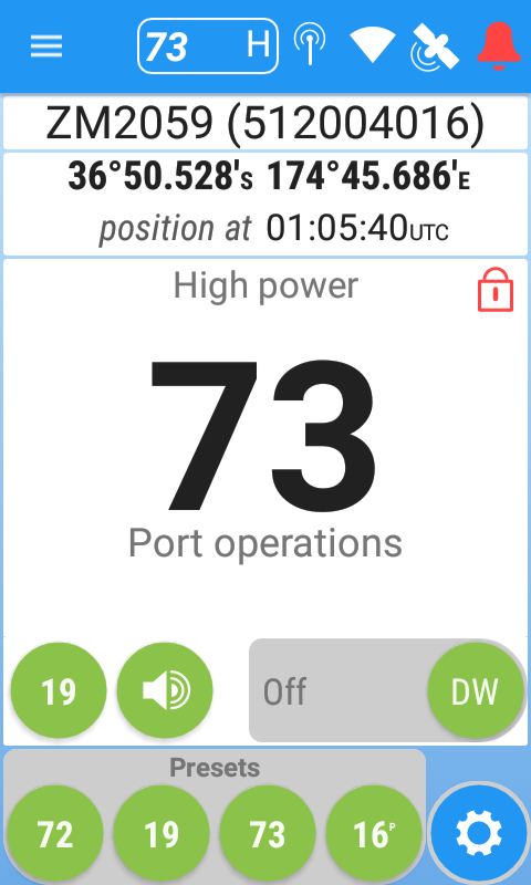 VHF Page showing Cog option