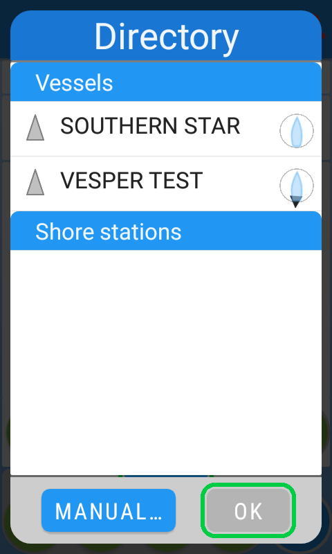 VHF DSC manual option shown on page