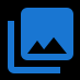 blue square with black mountains on a black background