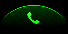 Green phone icon inside of a half circle