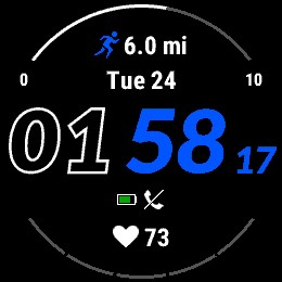 Custom Watch Face showing mileage goal on top side