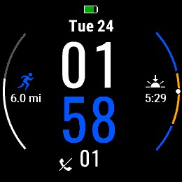 Custom Watch Face showing mileage goal on left side