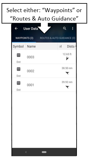 ActiveCaptain Waypoint, Route and Auto guidance options