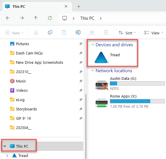 Windows Tread Internal Storage