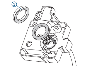 Round seal with Adhesive Backing placed around connector
