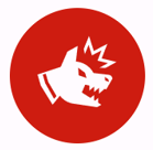 angry barking dog in red circle