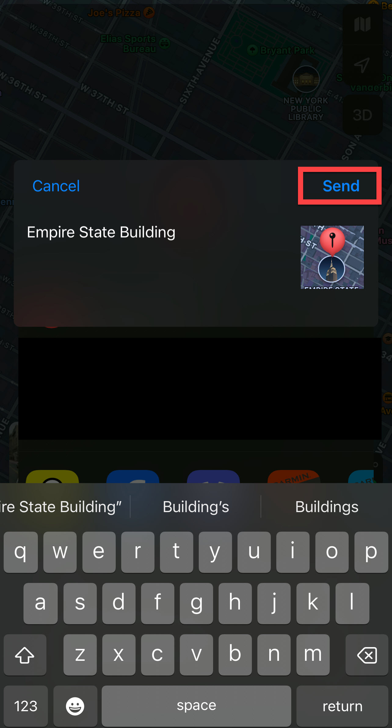Apple maps send button tread