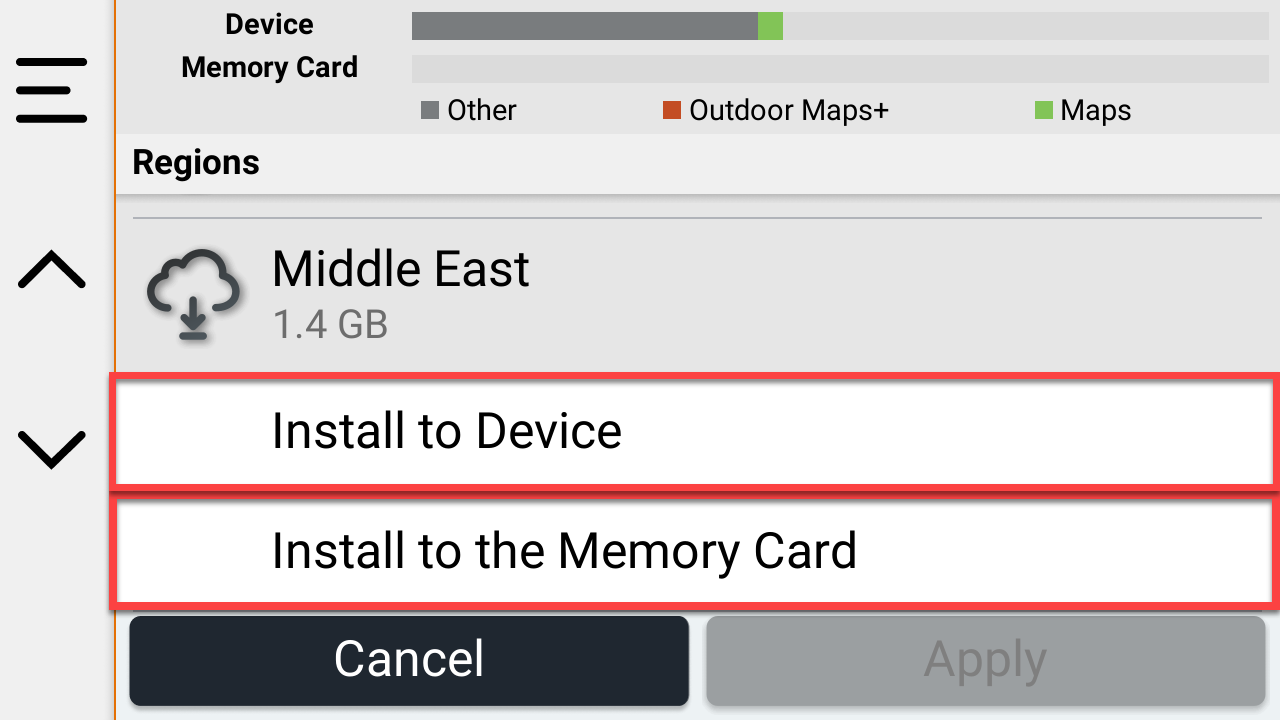 Install device or mem card