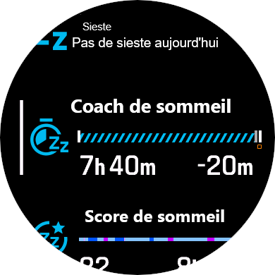 Données et graphique pour le Coach de sommeil