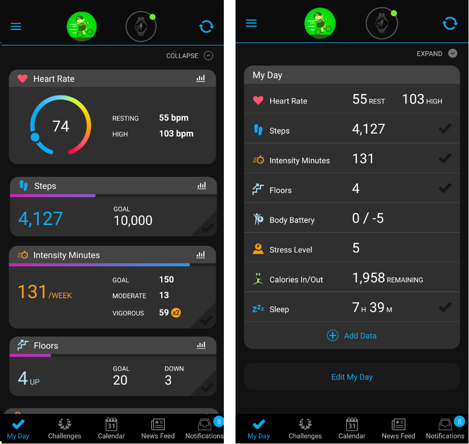 Lærerens dag Rådgiver Kinematik Editing the My Day View in the Garmin Connect App | Garmin Customer Support