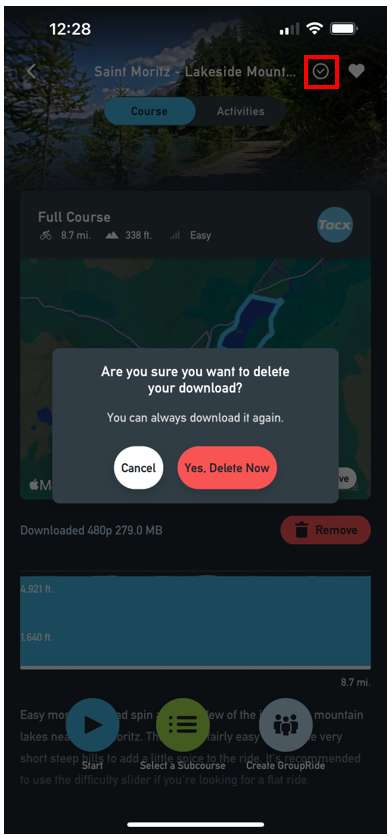 deleting movie option in app