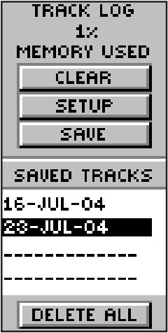 eTrex H Track Log Page