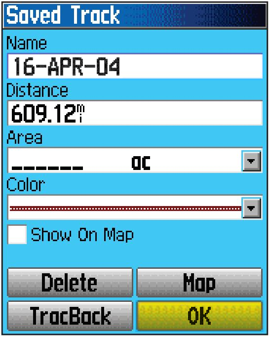 Saved Track Page With OK Highlighted