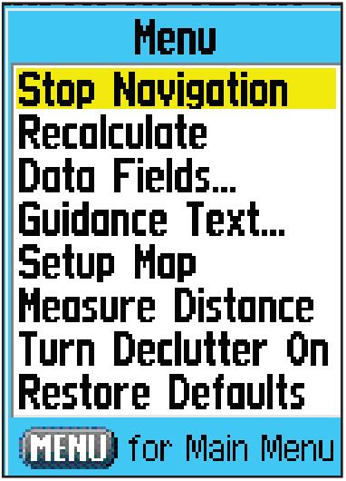 Menu With Stop Navigation Highlighted