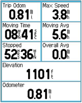 Trip Odometer, Speed, Time, and Elevation