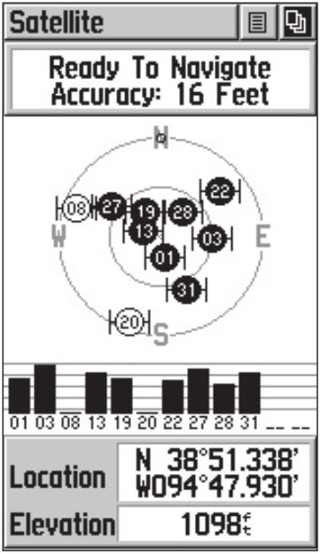 eTrex Legend Satellite Page
