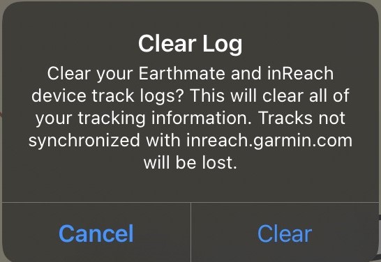 Earthmate iPhone clear log message