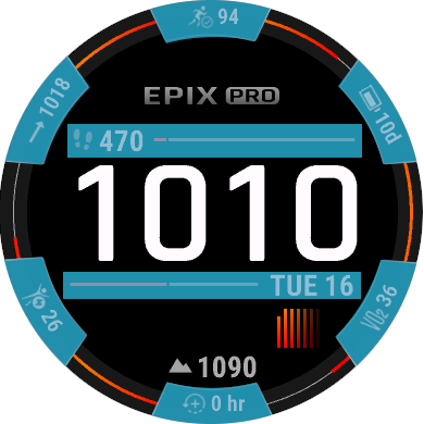 epix Pro watch face two touch areas