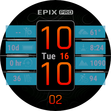 epix Pro watch face six touch areas