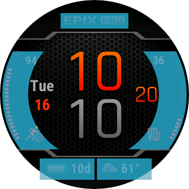 epix Pro watch face eight touch areas