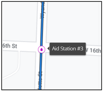 screenshot of event course point aid station