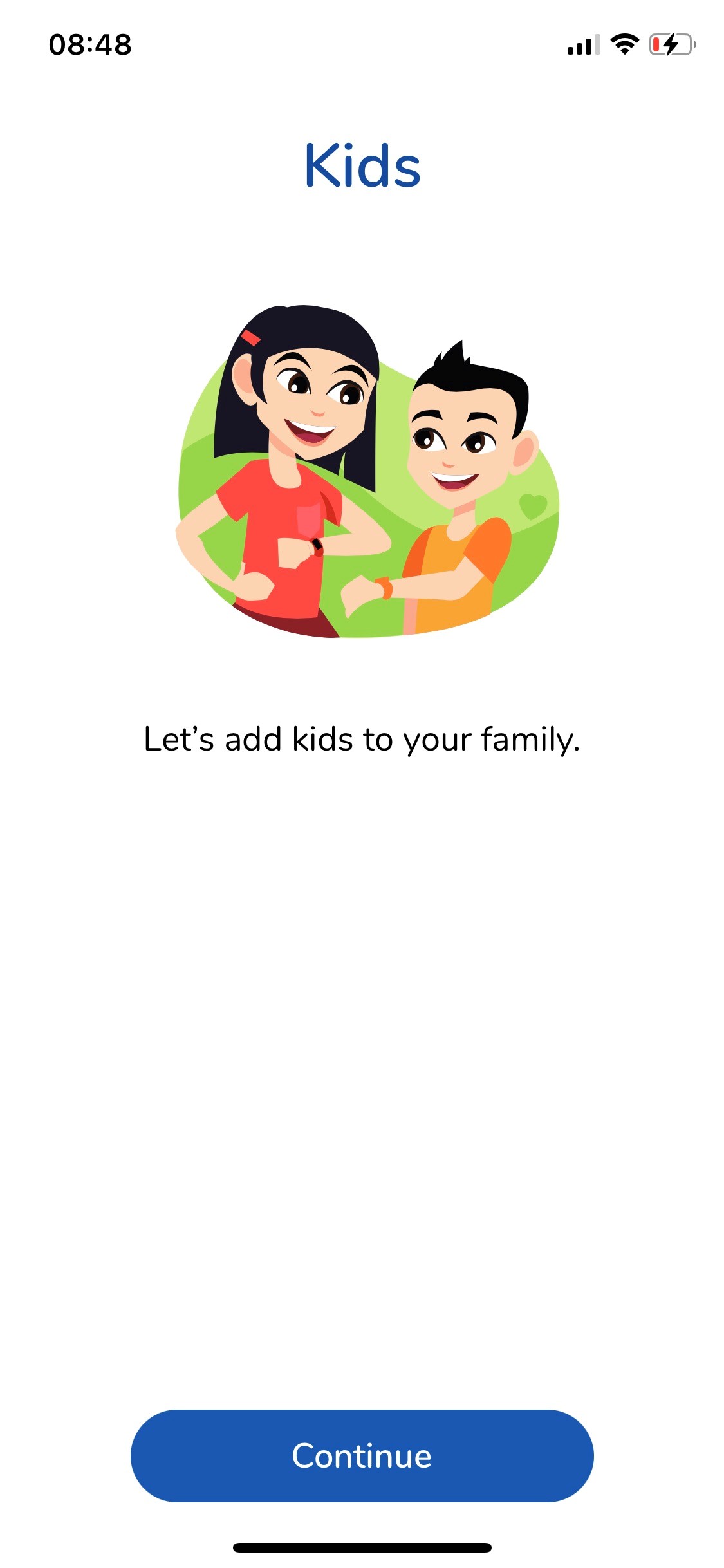 Screenshot of Garmin Jr. App - Add Kids Profile
