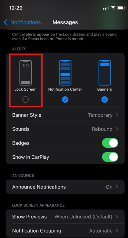 Notifications at App Level Screenshot