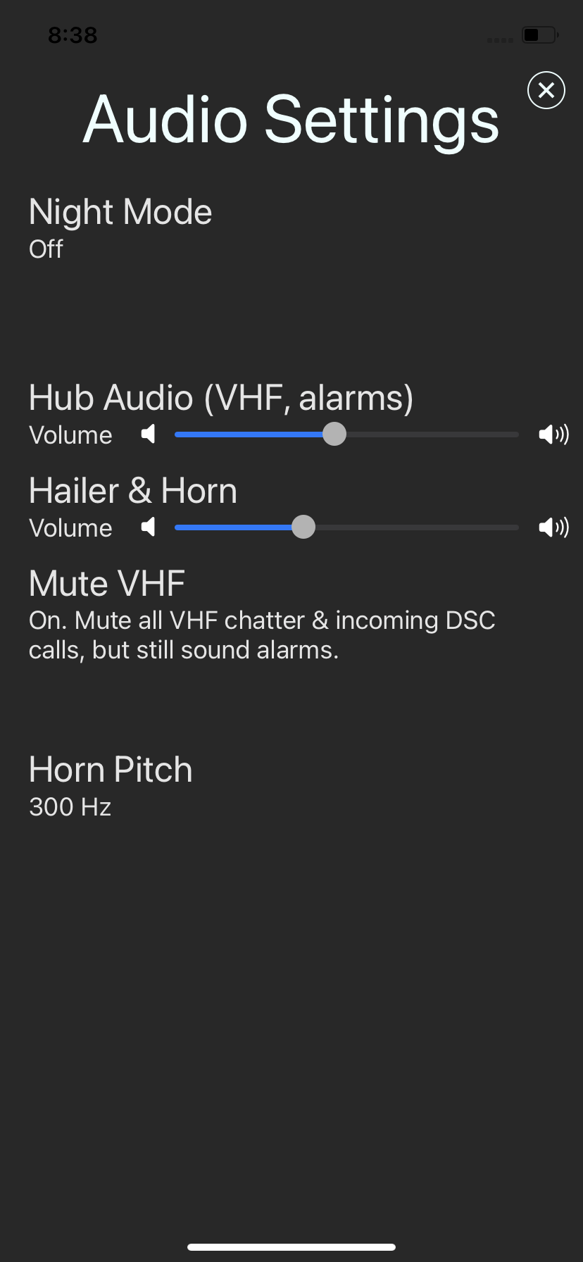 iSO app controlling VHF 3