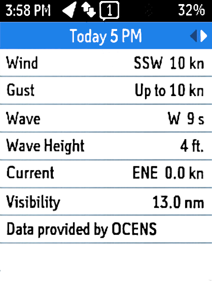inReach Explorer Plus Marine Forecast Detail