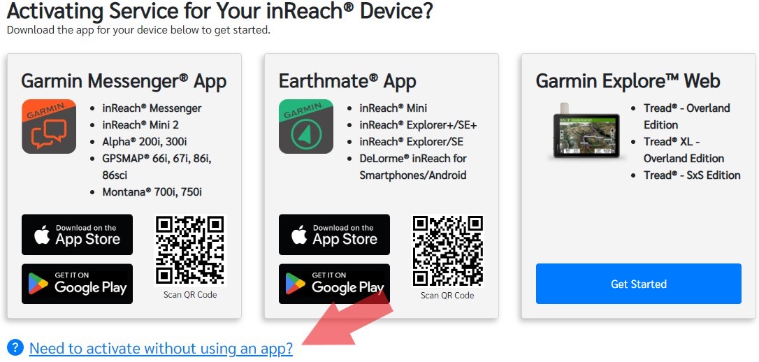 inReach Web Activation Link