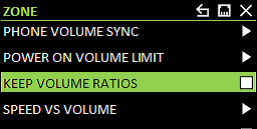 zone settings keep volume ratio
