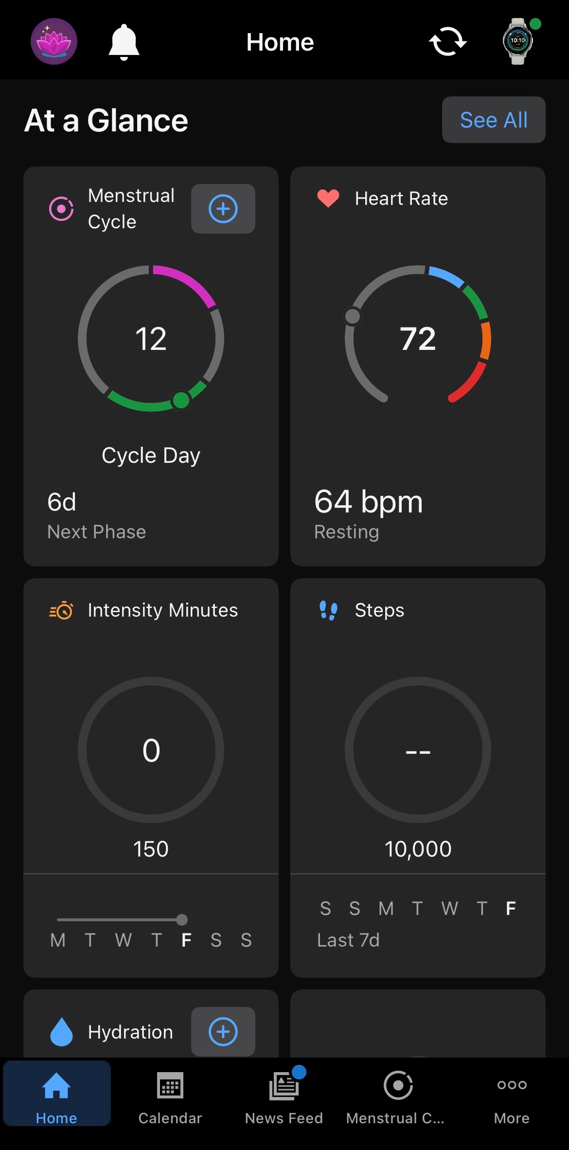 Missing Data Garmin Connect App Screenshot