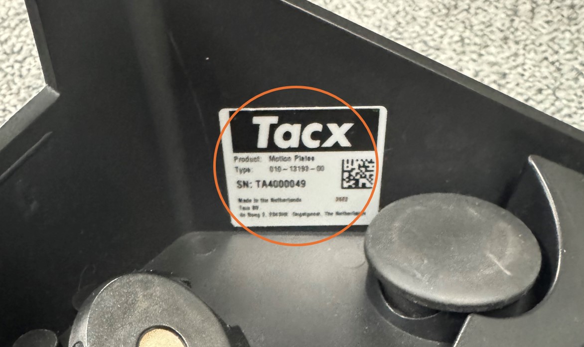 motion plate serial number on inside of plate