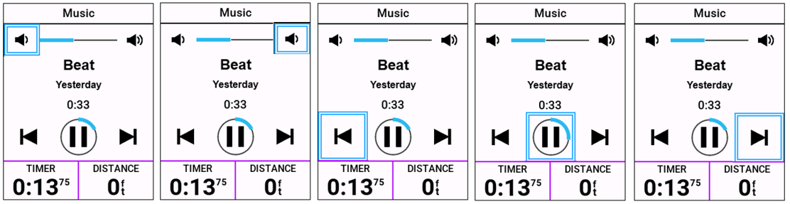 540 music controls data screen scrolling through