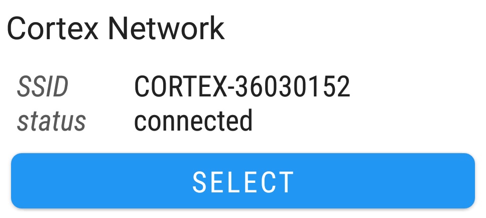 cortex network selected