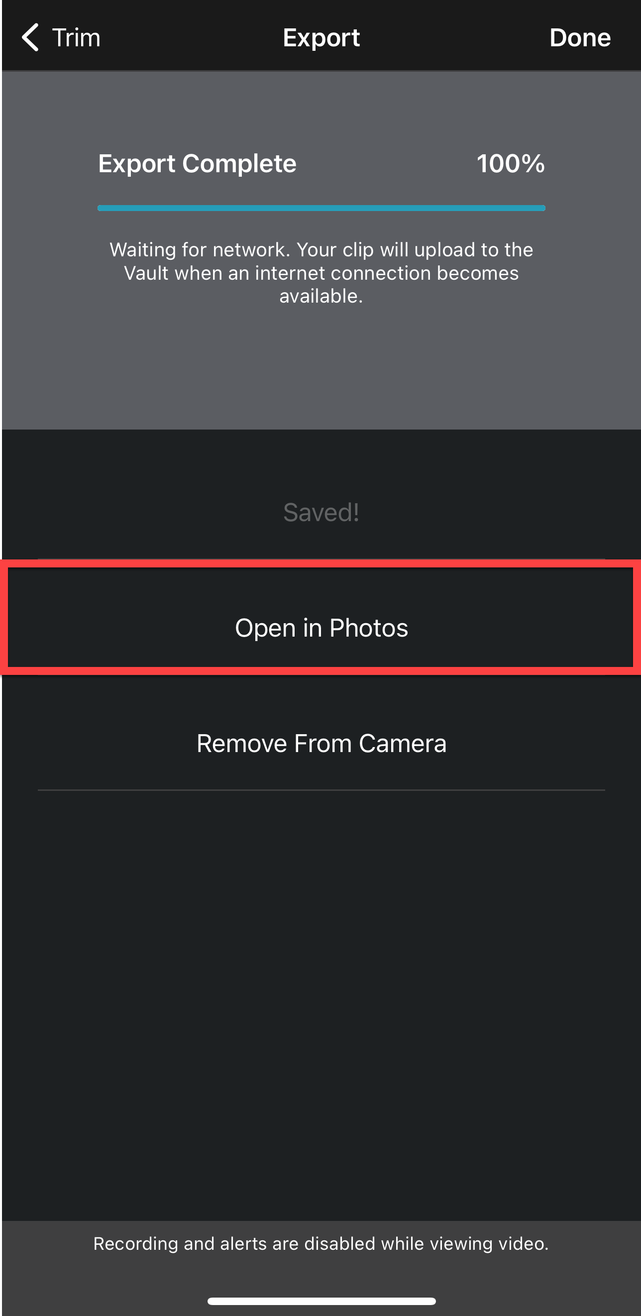 Open export in photos