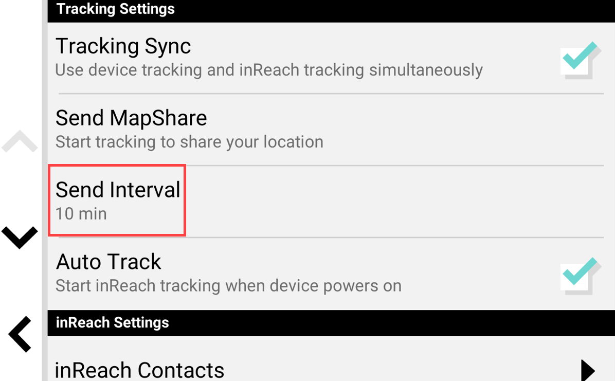 Example of Track Settings