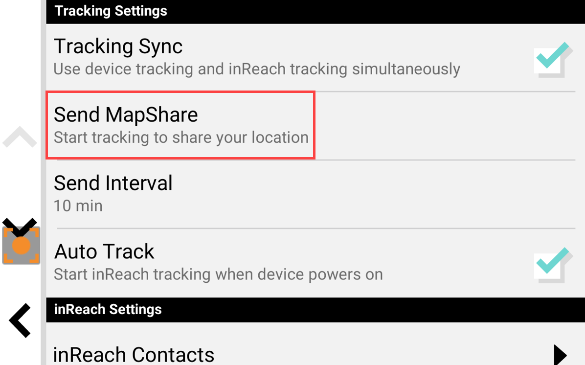Example of Tracking Settings