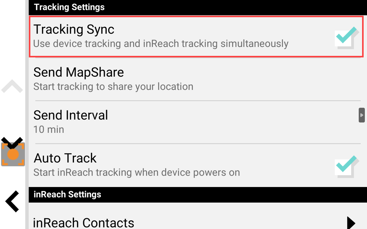 Example of Tracking Settings
