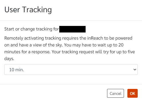 Start Tracking inReach Owner