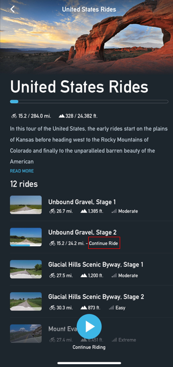 Tacx Playlist with option to continue