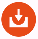 Arrow pointing down into rectangle with a semicircle carved out of the top