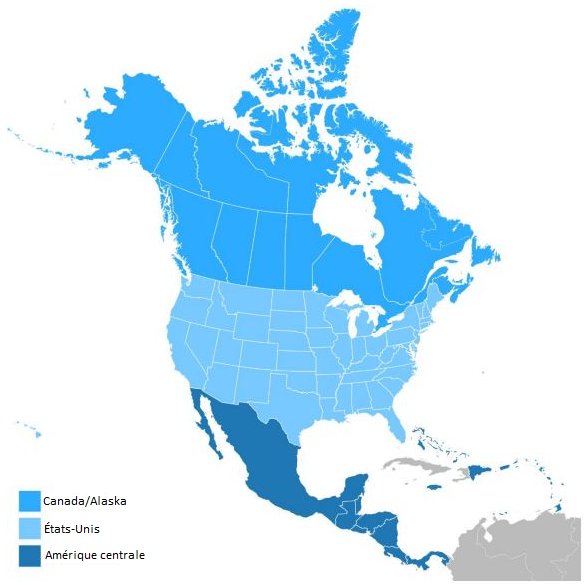 Divisions régionales Amérique du Nord