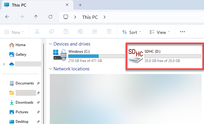Right Click memory card