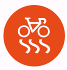 bike outline above three swerving lines