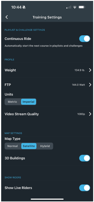 tacx app settings